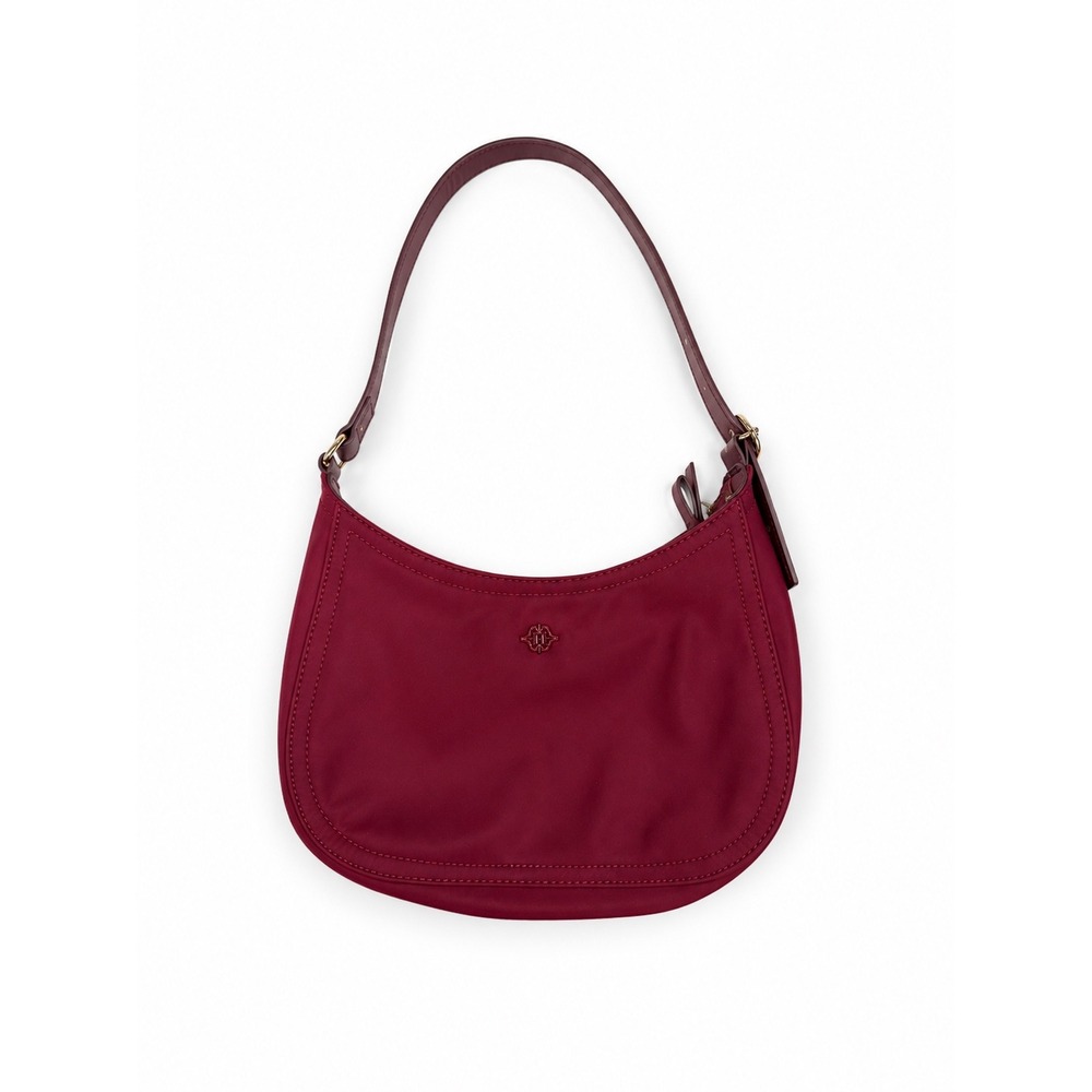Nanette Lepore Burgundy Shoulder Bag Hobo Purse Dark Red Gold Tone Hardware